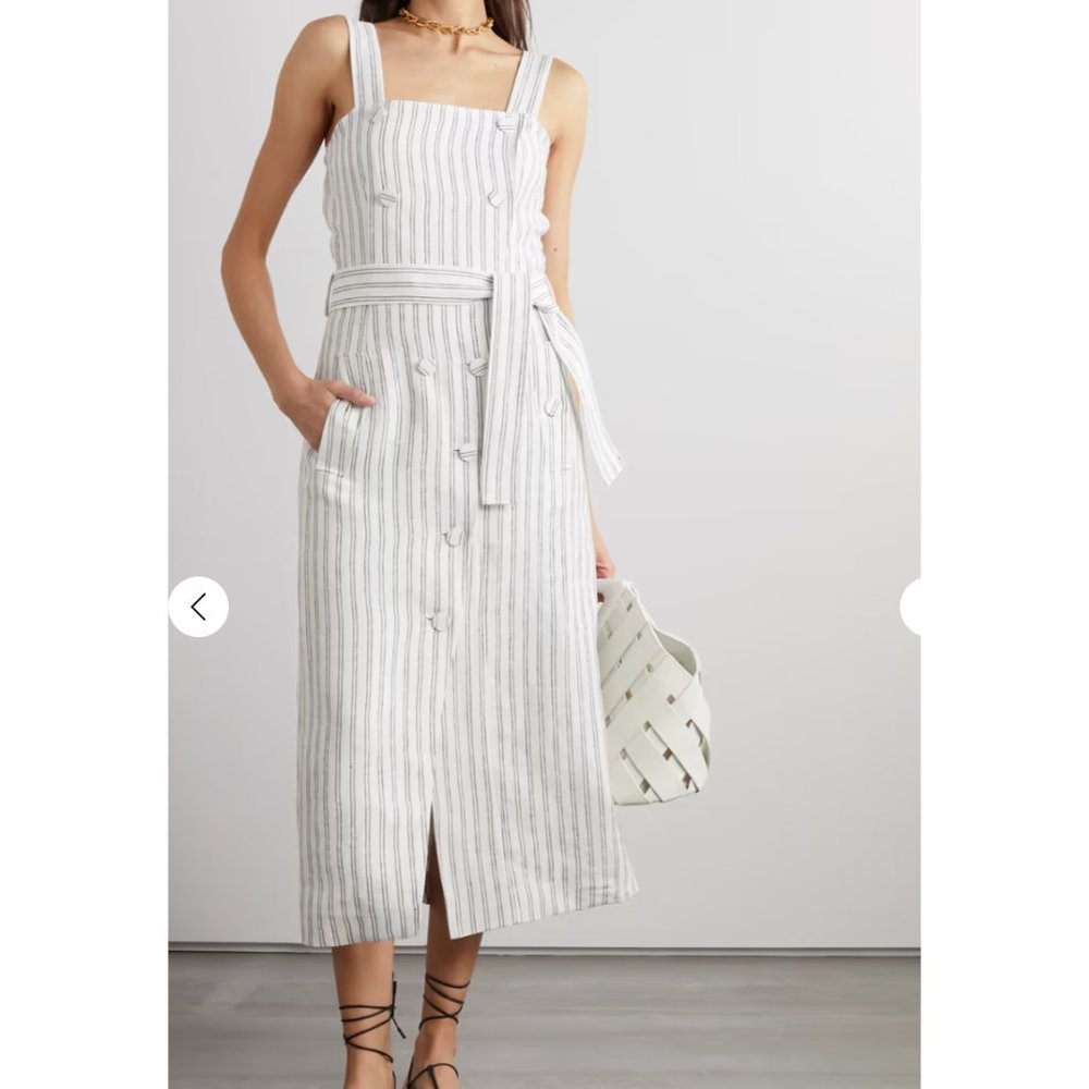 ALTUZARRA Audrey Pinstripe Linen Dress- FR38